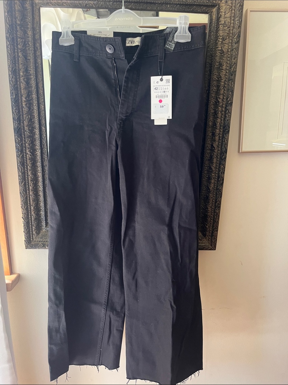 Zara Black Wide-Leg Chinos